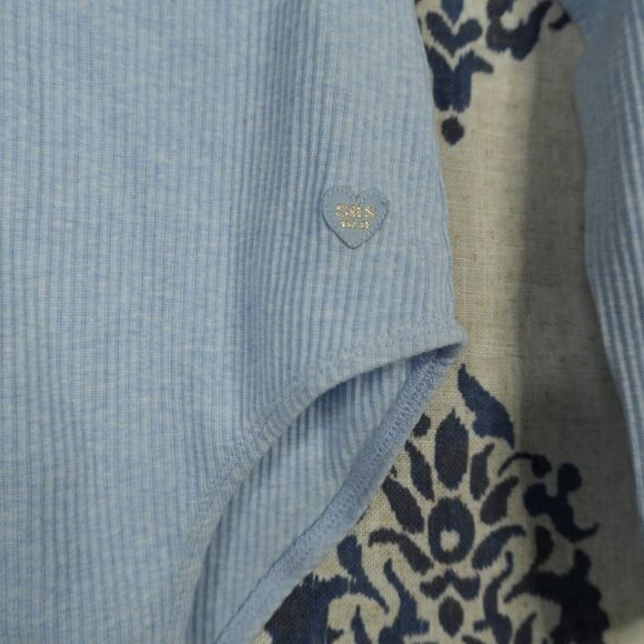 Girls Souris Mini Bodysuit Size 8 Cord Light Blue Stretch Cotton Knit One Piece - Picture 3 of 7